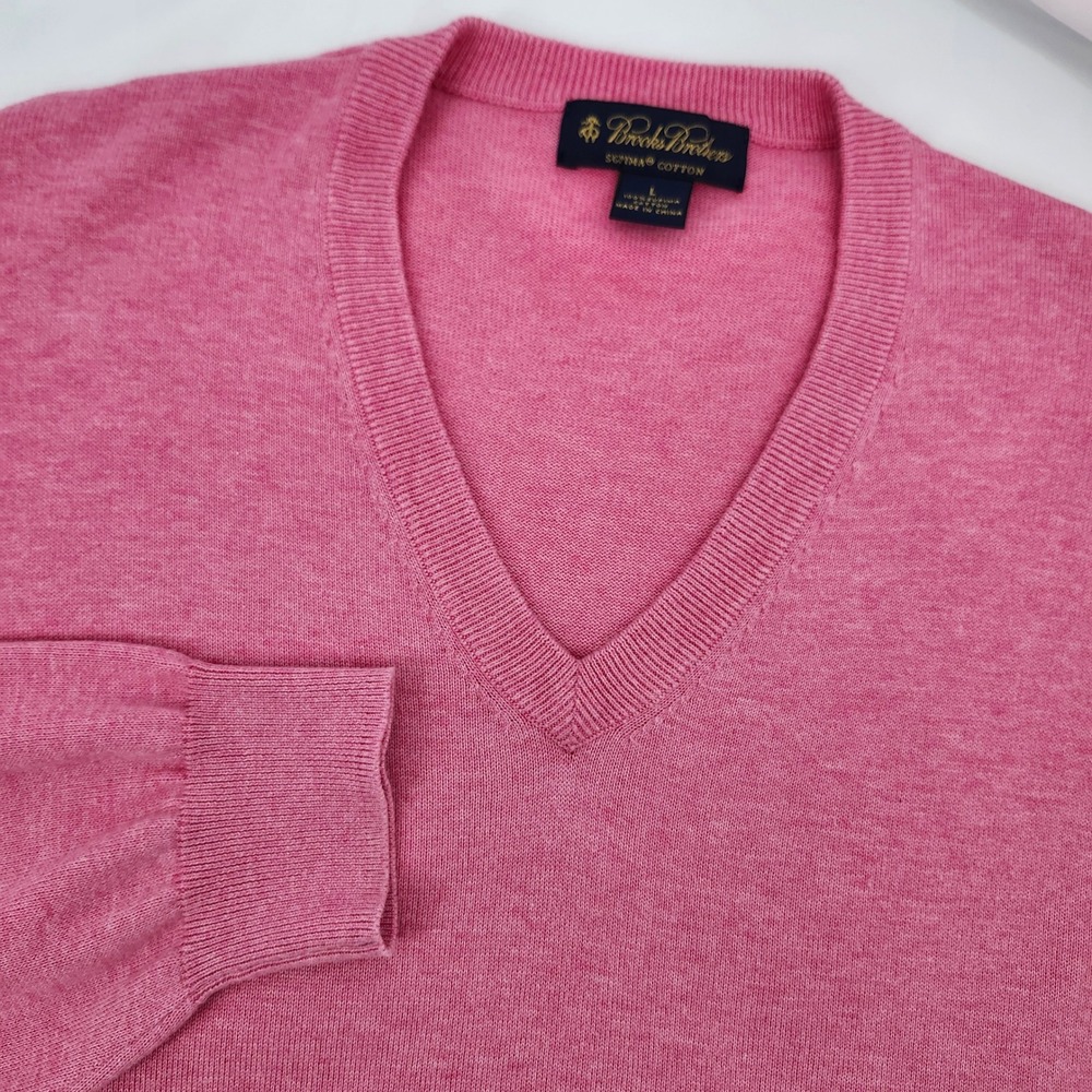 Brooks Brothers Mens Pink Supima Cotton Sweater Size L Old Money Luxury Preppy